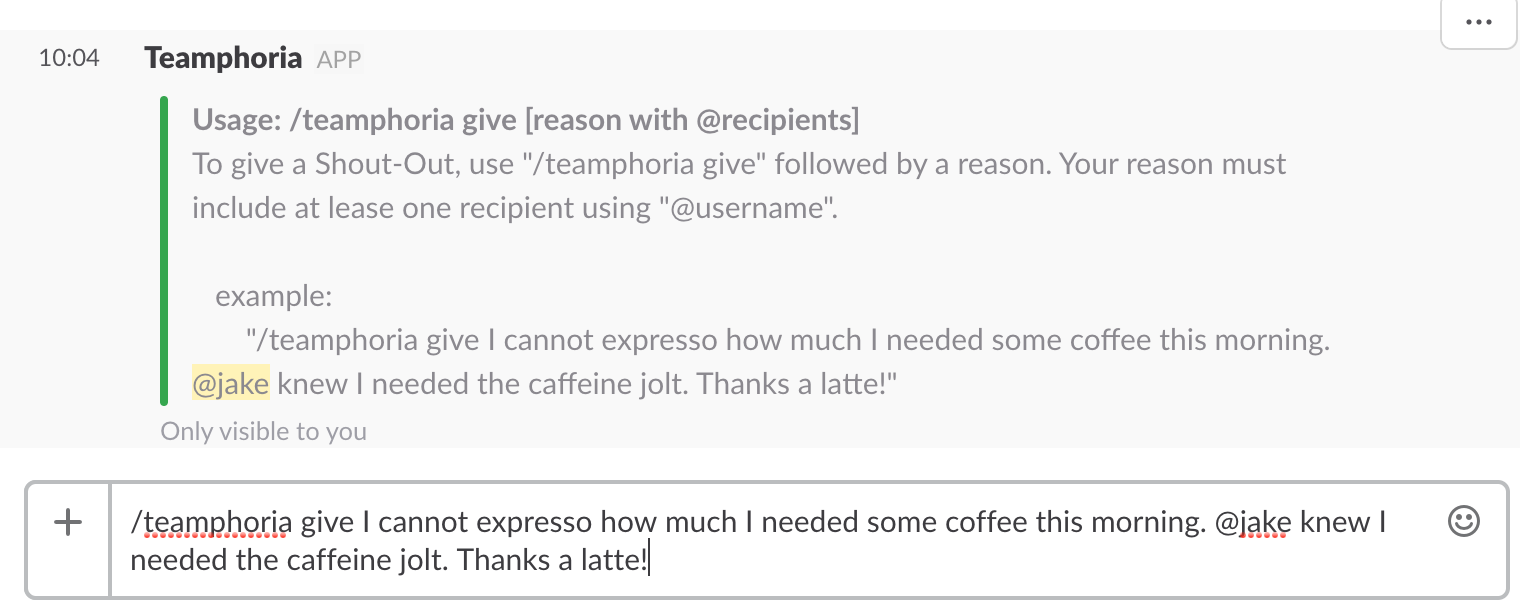 slack integration for employee recognition
