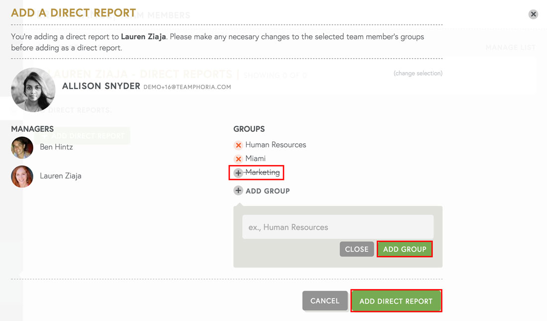 managing groups and managers for employee recognition software
