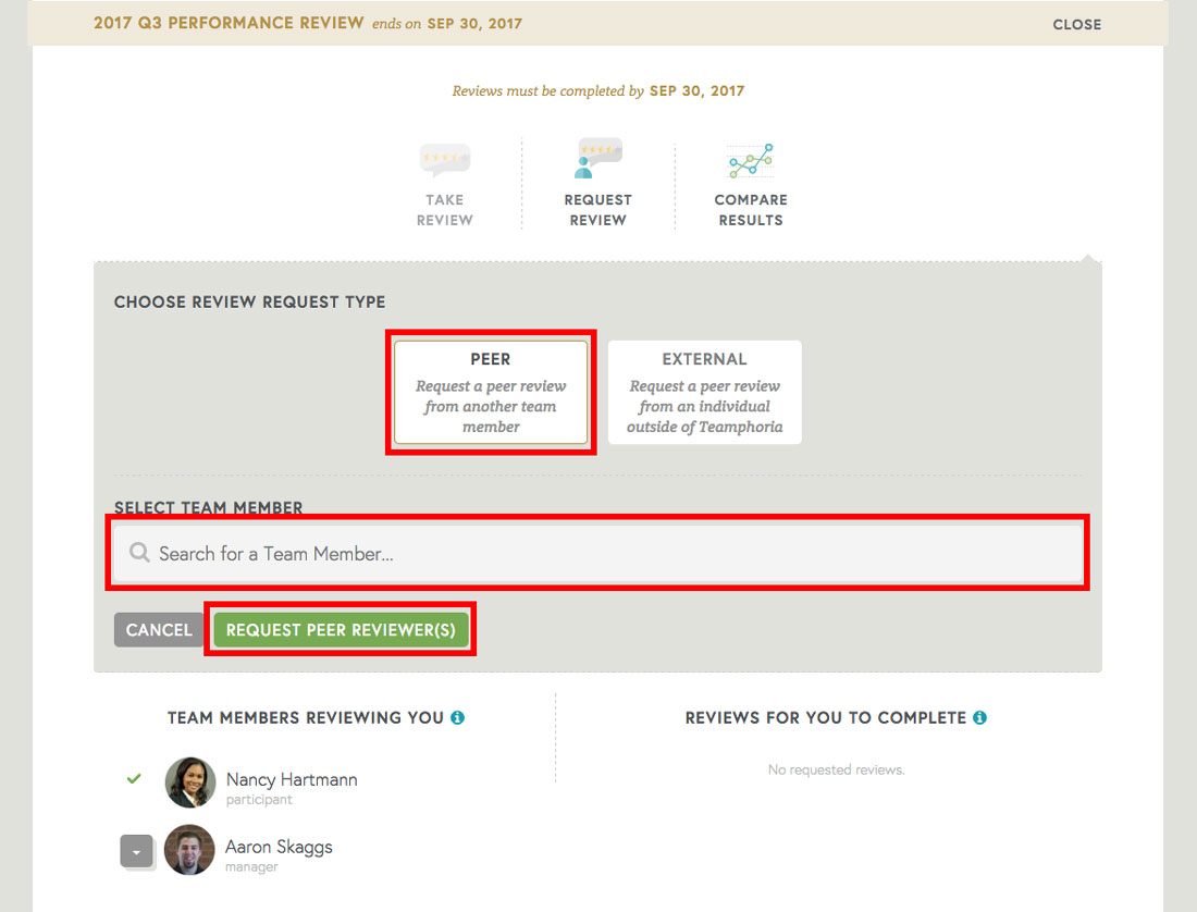 peer request for employee performance review