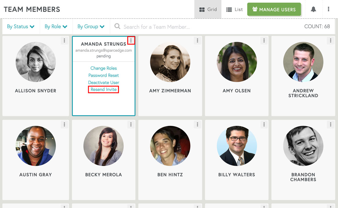 resending invites so employees can participant in employee communication and employee recognition