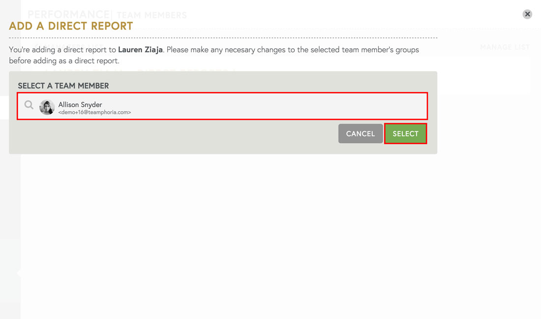 adding direct reports on engagement software