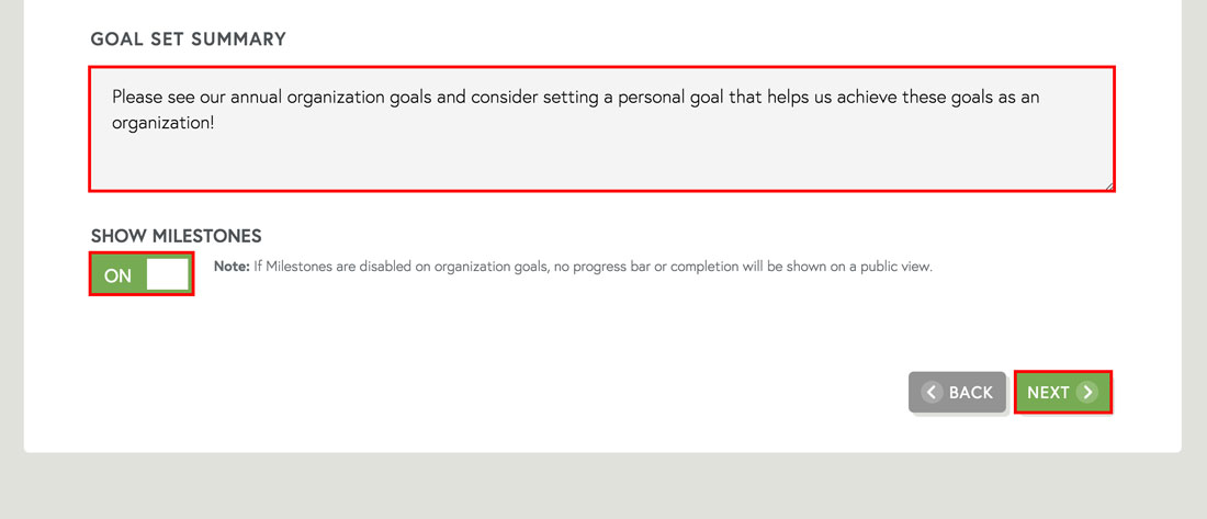 goal set summary for performance management in free employee review software