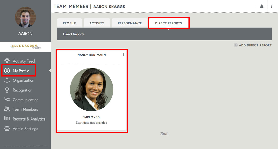 manager view of employee review template and performance profile