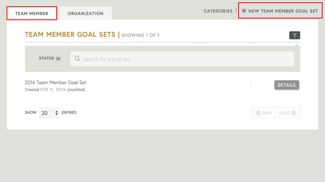 creating a new team member goal set in free performance management software