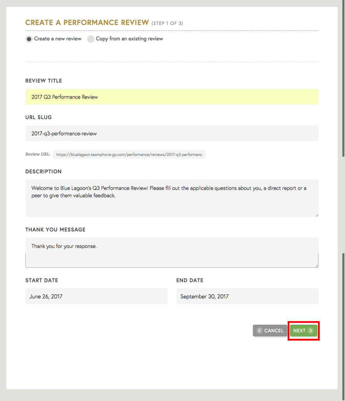 creating an annual performance review template