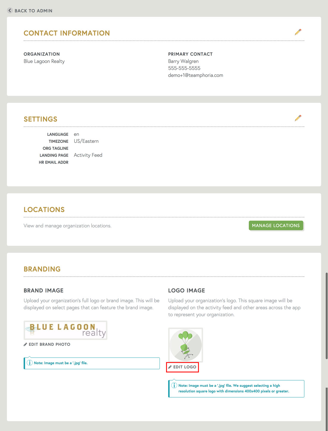 free performance management software admin settings page