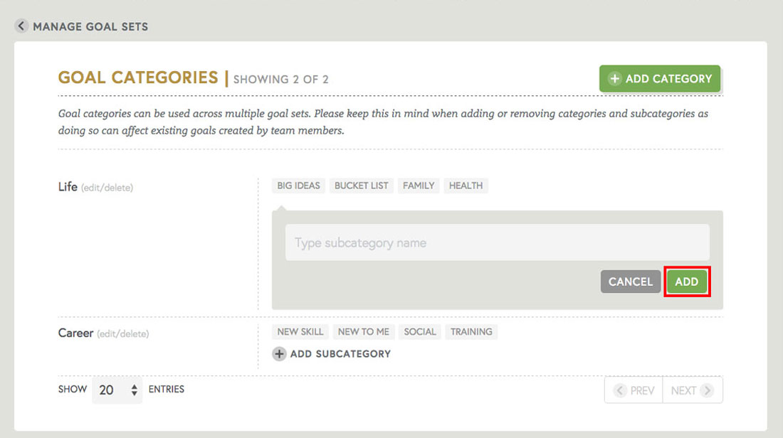 employee engagement through goal categories in free employee review software