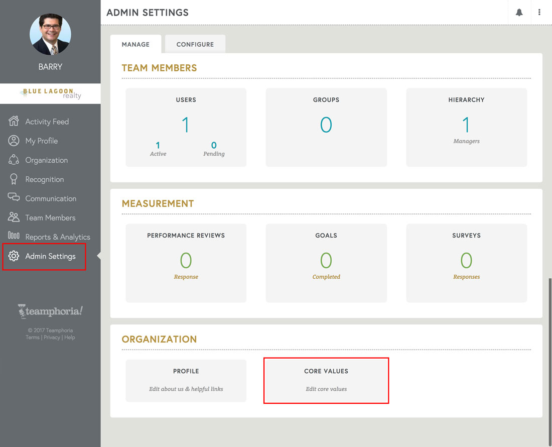 adding core values in employee engagement software