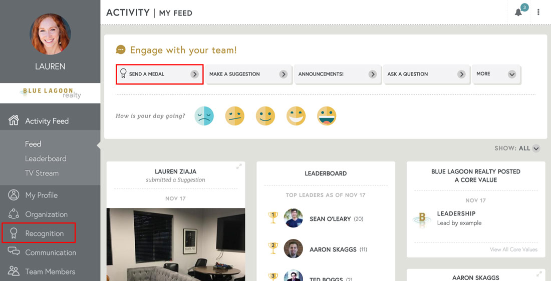 employee engagement platform activity feed