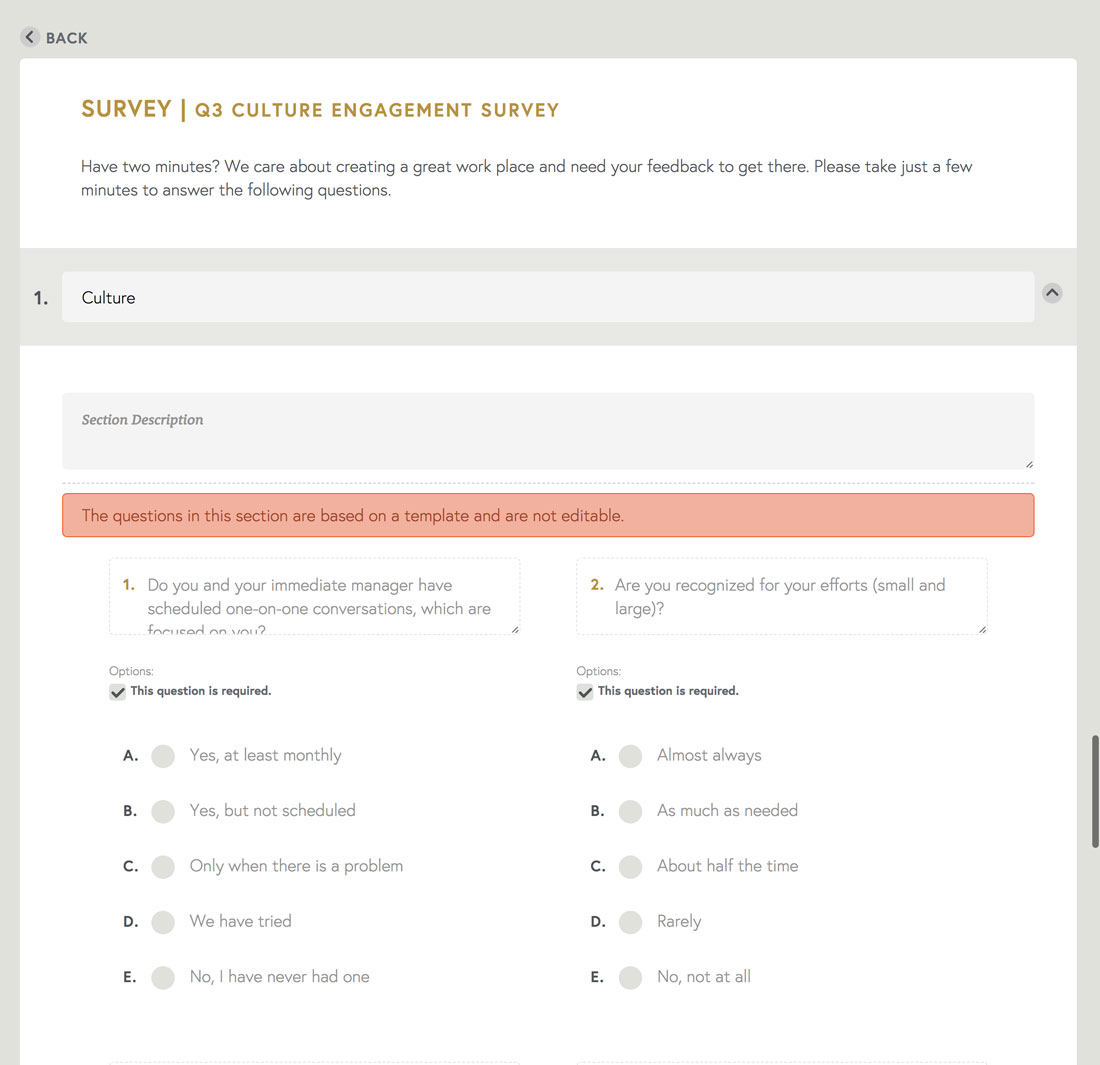 use our employee engagement survey to measure culture and employee engagement