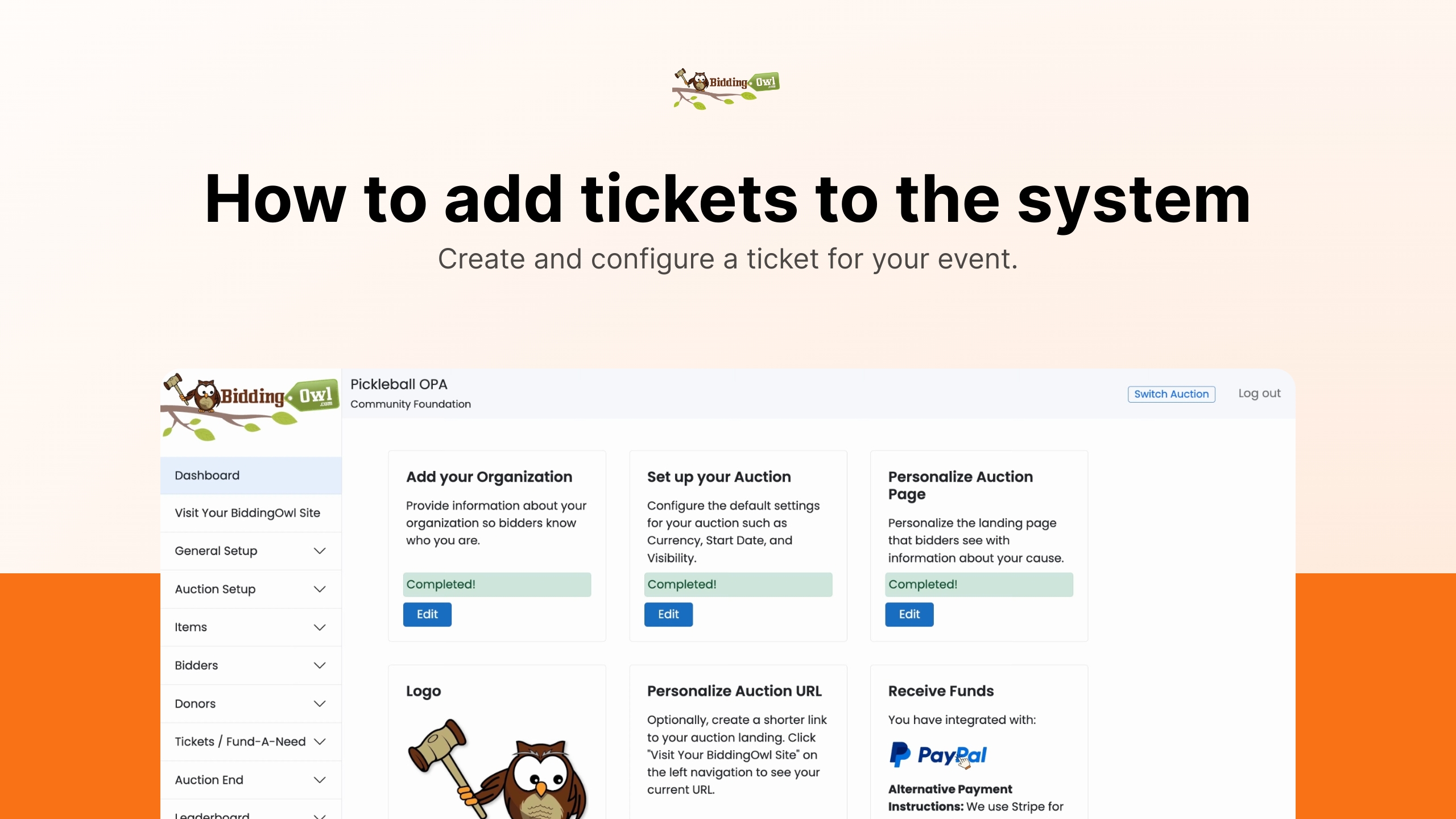 How do I add tickets such as Fund-A-Needs, Raffles, or Admission tickets?