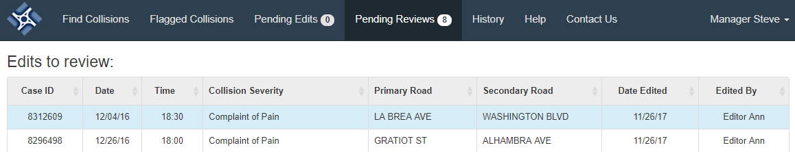 Pending reviews tab