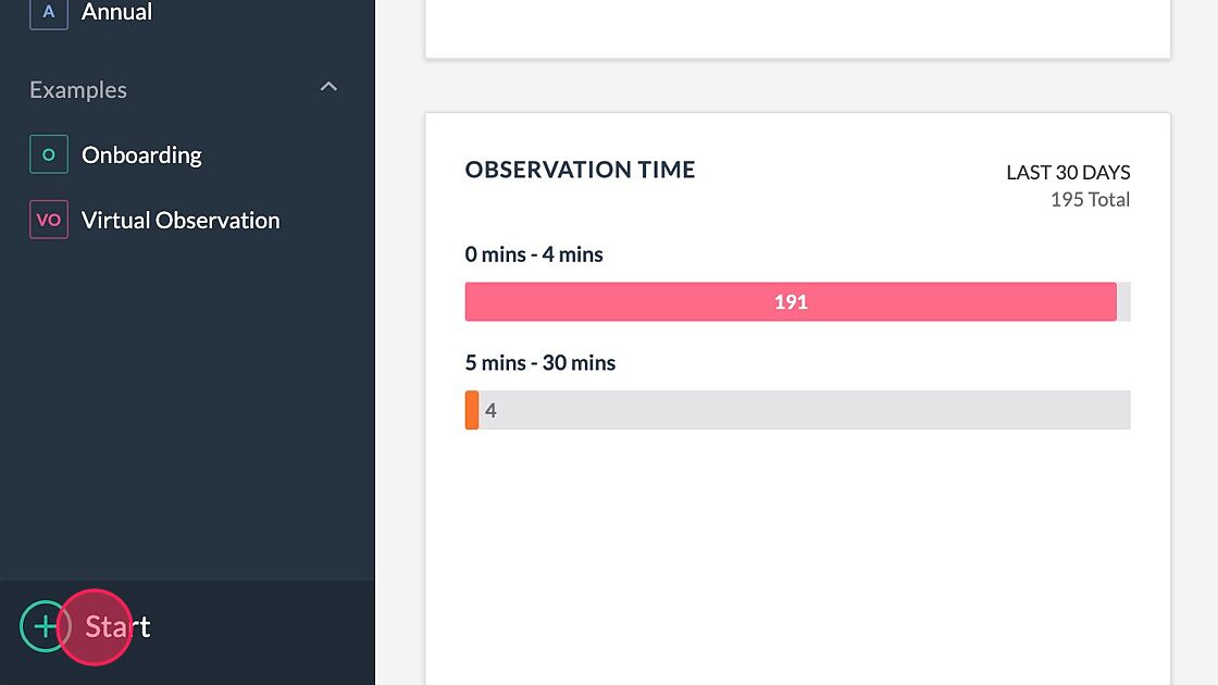 Screenshot of: Start the observation like normal