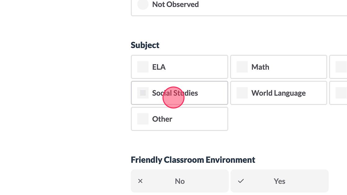 Screenshot of: Complete the observation and add your feedback