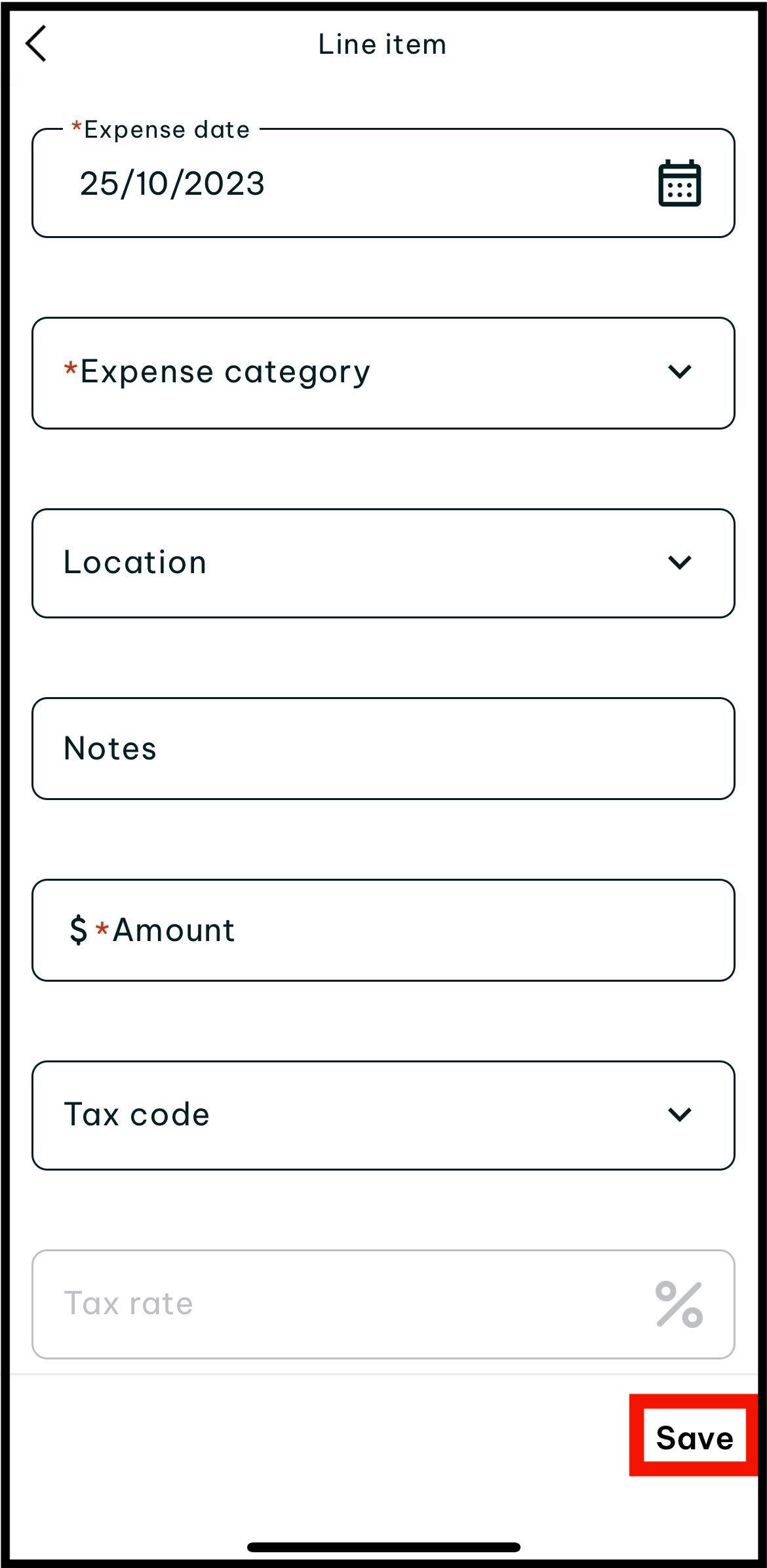 Screenshot of where to tap on submit
