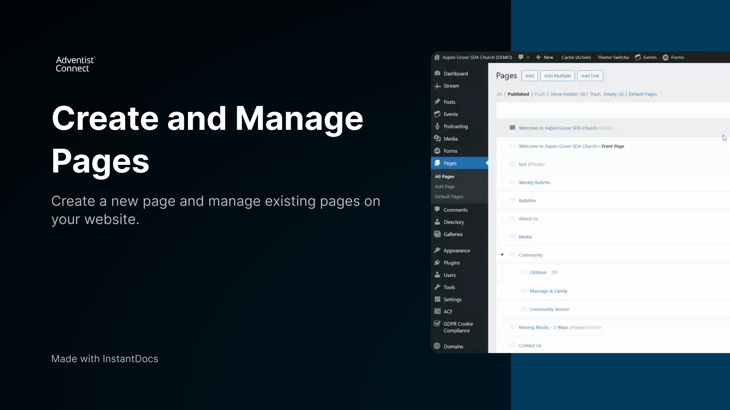 Create and Manage Pages