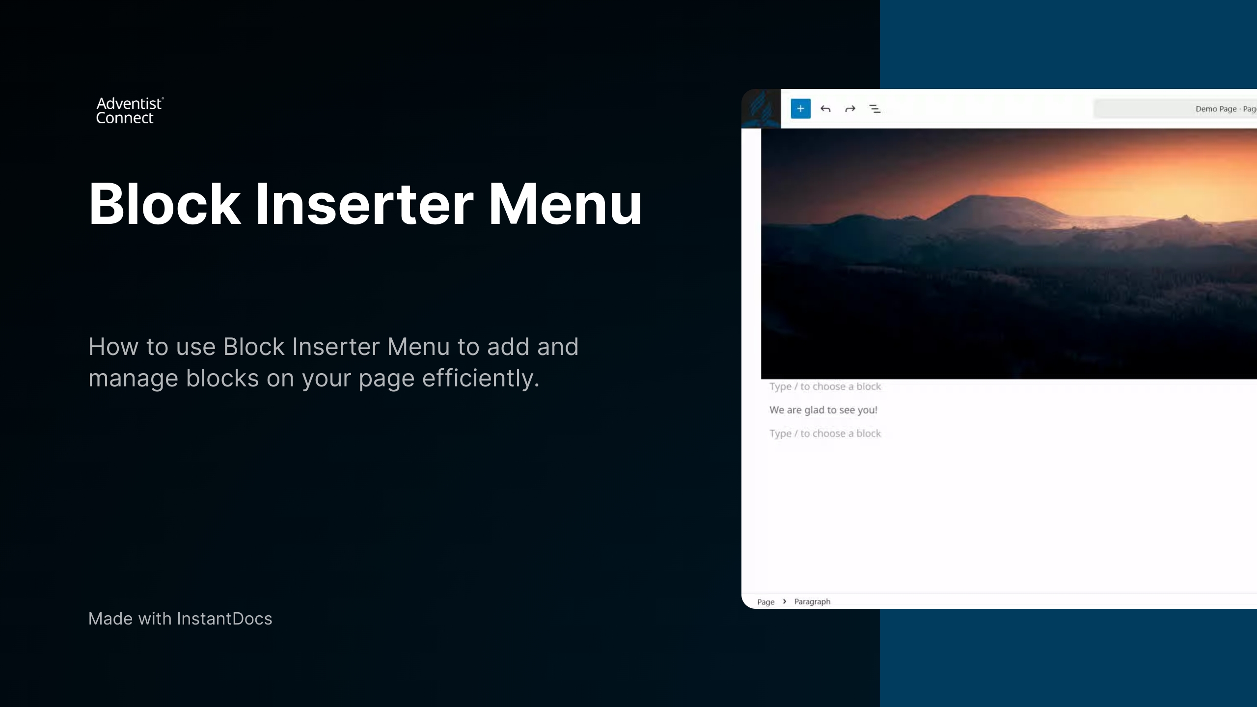 Explore Block Inserter Menu