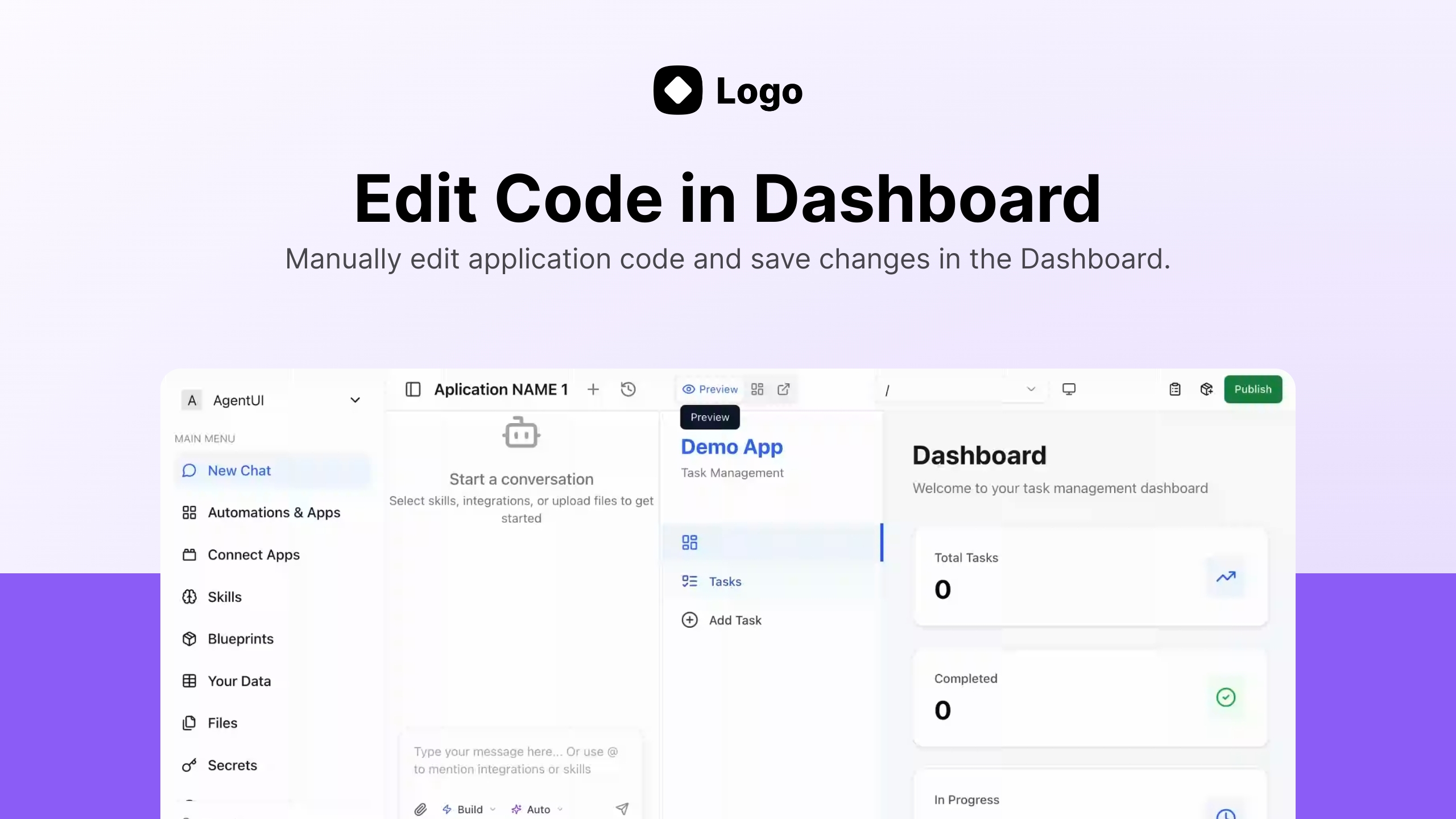 Edit Code in Dashboard