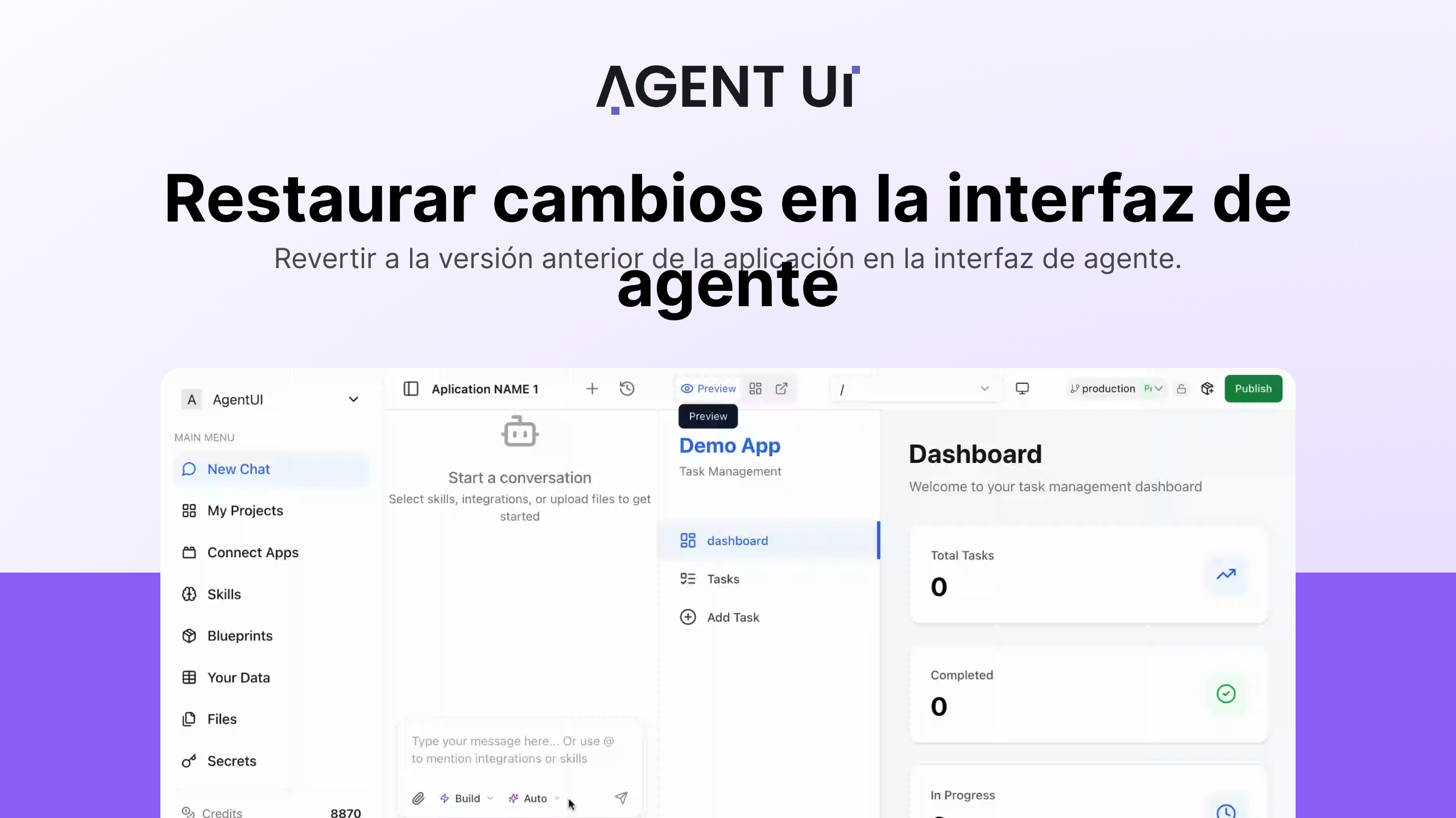 Restaurar Cambios en Agent UI