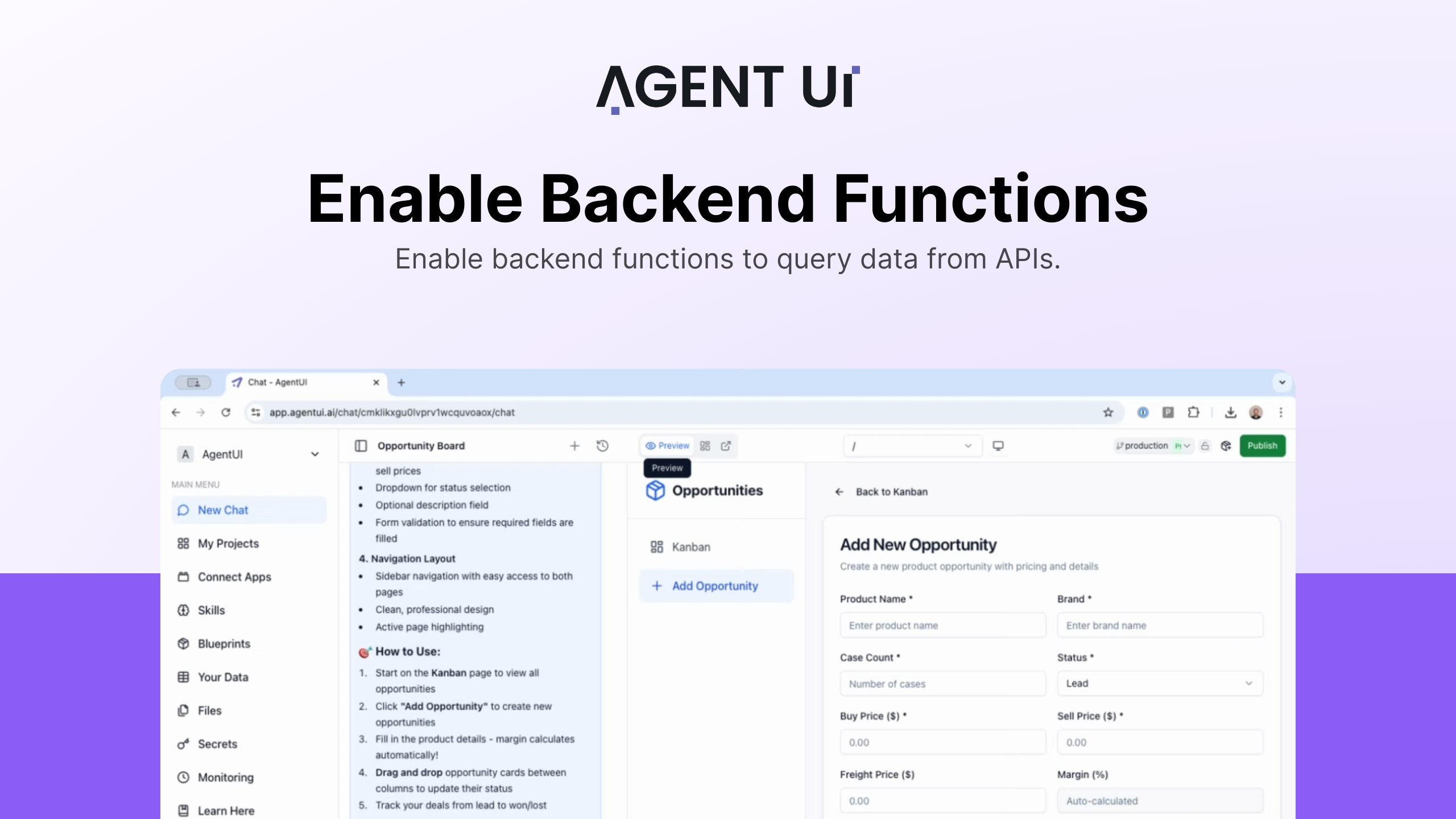 Connect Any API to AgentUI: Enable Backend Functions for Stripe & More