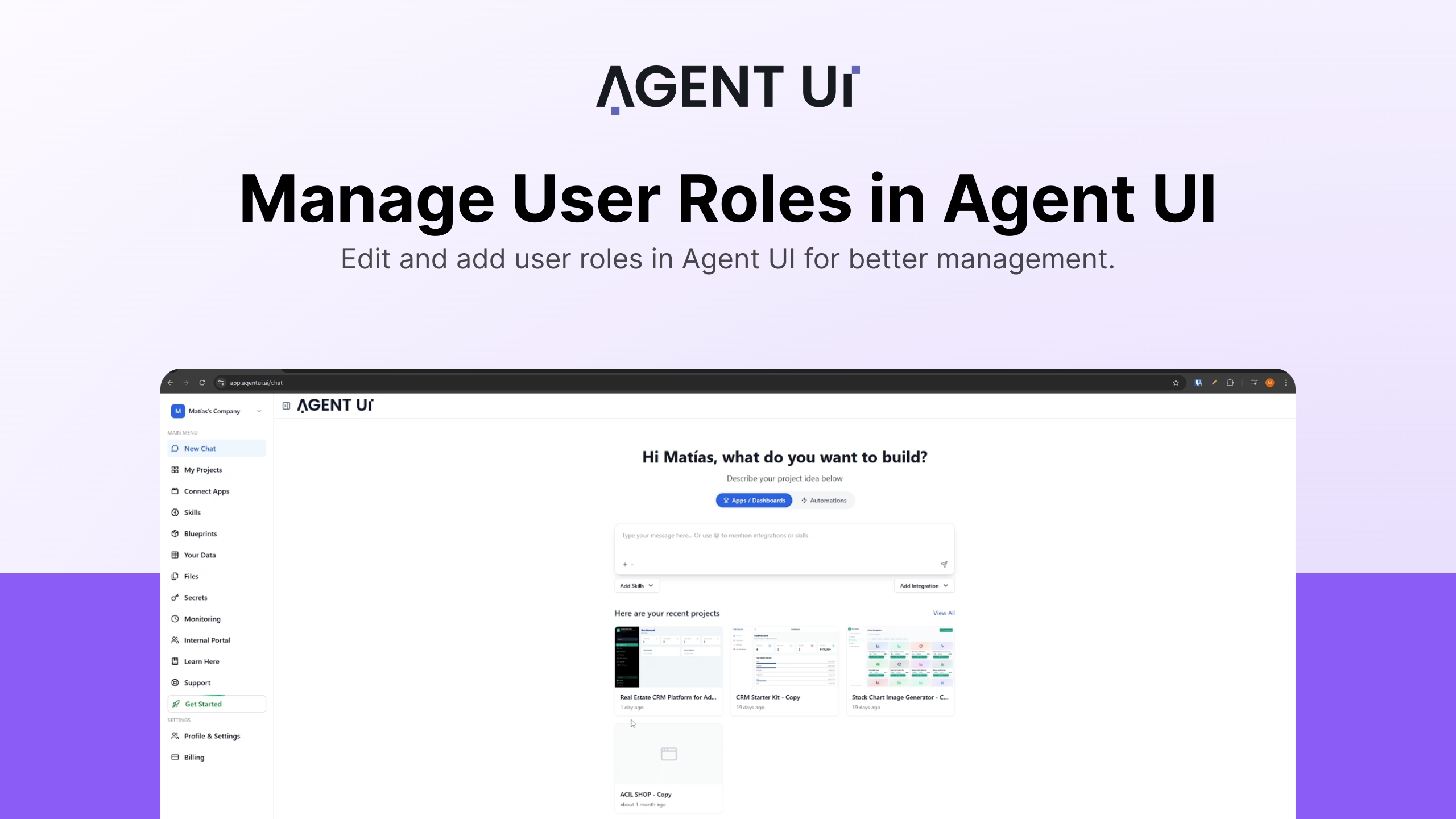 Manage User Roles in Agent UI