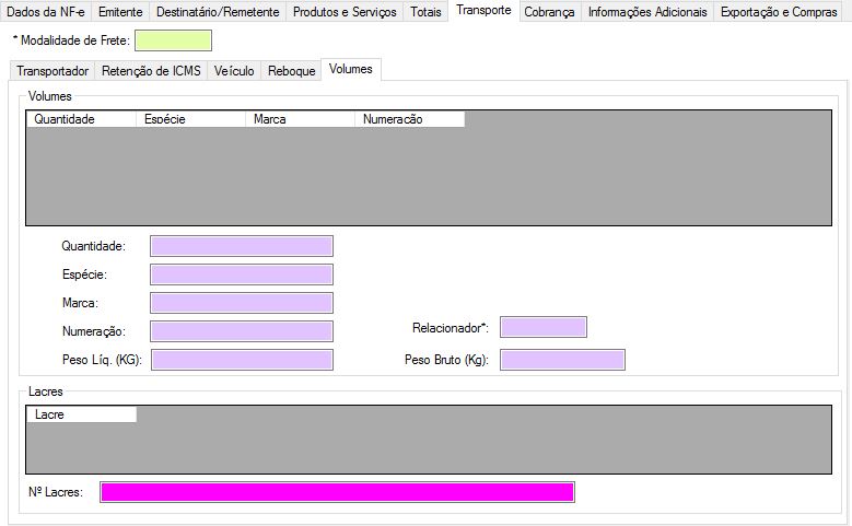 Aba transporte-volumes