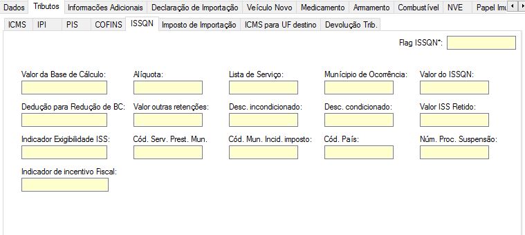 Aba produtos-Tributos-ISSQN