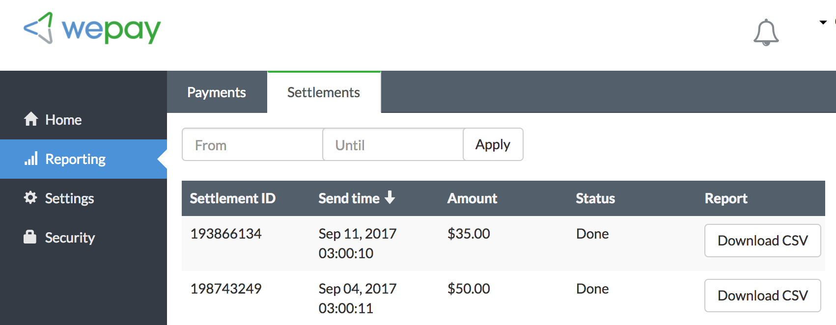Settlement Tab